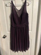 Davids Bridal 14 Plum Chiffon Overlay sleeveless Sweetheart Dress F15701