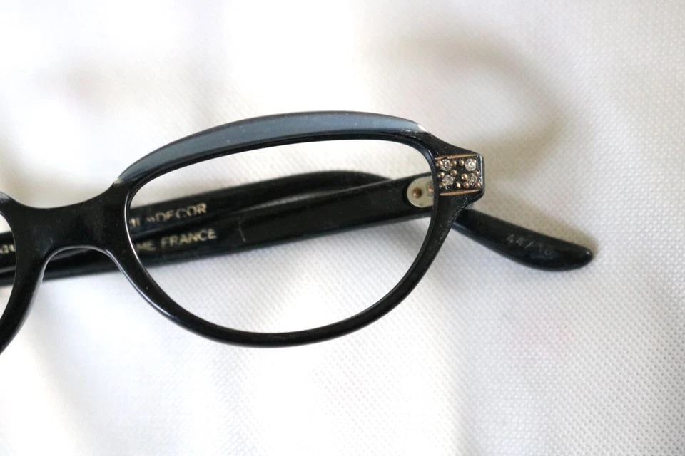 Gafas negras con marco de estrás francés Raybert vintage años 50 60 44-18 Foto 2 de 4
