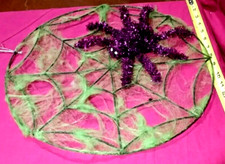 Vtg Halloween Cobwebs Spiderweb with Spider Decoration 16" round wall hang prop