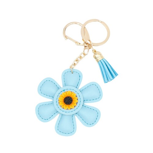 Creative Sunflower Bag Charm Keychain PU Leather offres Pendant Key Ring-w