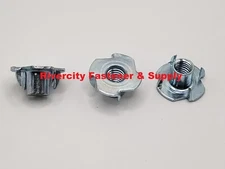 (5) M10-1.5 T-Nuts Zinc Plated Steel M10x1.5 Metric wood 4 prong T Nut 10mm Nut