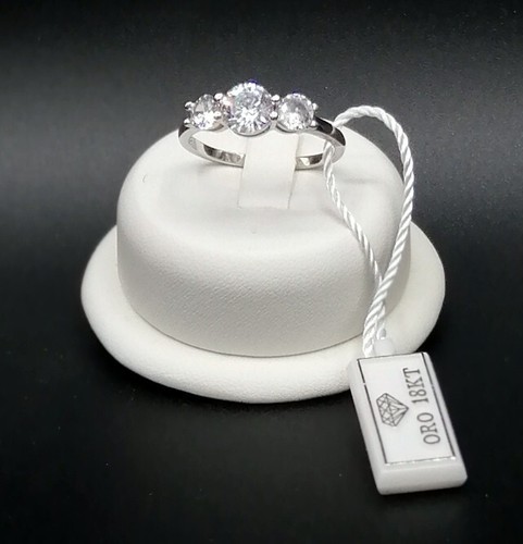 2,00 CT. ANELLO TRILOGY ORO BIANCO 18 KT TIT 750 CON BRILLANTI, DIAMOND RING - Foto 2 di 15