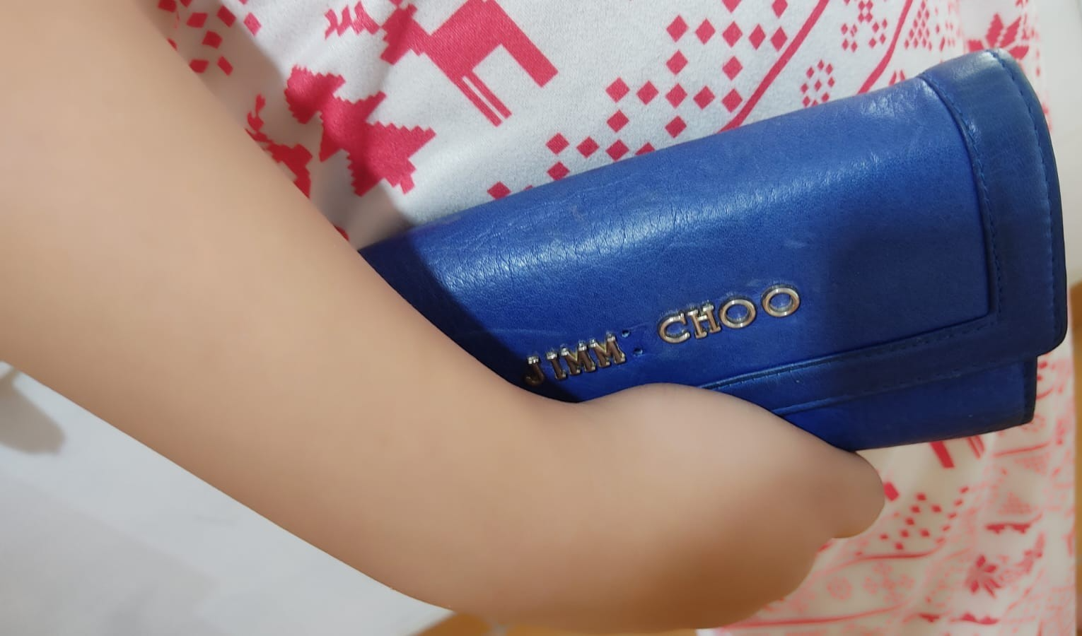 Authentic,Rare Jimmy Choo long wallet Blue Beautiful Leather  ITALY