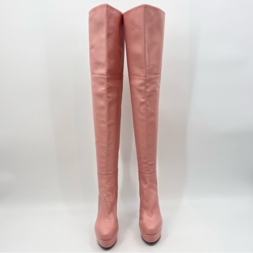 Loriblu pink leather heeled platform over the knee boots 39 - Bild 2 von 15