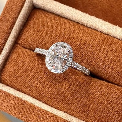 3 Carat Pt950 Platinum Oval Lab Diamond Ring   1.0 ct Elegant Minimalist