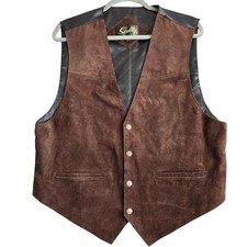 Vtg Scully Suede Leather Western Snap Vest Men's Large Brown Cowboy Rodeo Casual