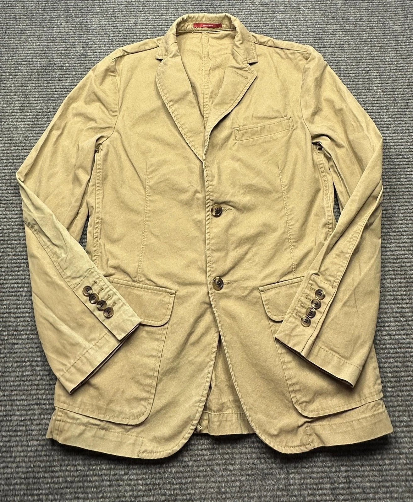 Merona Blazer Mens Small Beige 100% Cotton Two Button Casual Sport Coat Jacket