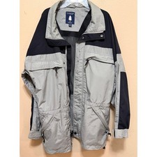 Roundtree & Yorke Outdoors Mens Gray Navy Colorblock Windbreaker Jacket Size M