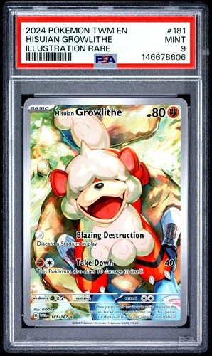 Pokemon Hisuian Growlithe Twilight Masquerade Illustration Rare #181 PSA 9 Mint