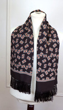 Vintage 60's silk-satin blends geometric print brown scarf
