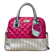 Luv Betsey Johnson Pink Quilted Satchel Crossbody Bag Cupcake EUC