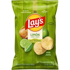 Lay's Potato Chips LIMON Flavor Crispy Snack Tangy Zing of Lime 7.75 oz 1 Bag