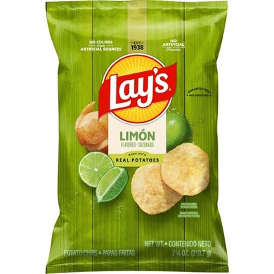 Lay's Potato Chips LIMON Flavor Crispy Snack Tangy Zing of Lime 7.75 oz 1 Bag