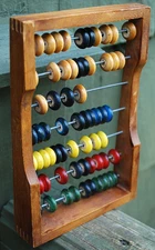 Antique Primitive WOODEN ABACUS Counting Machine European Style Dovetails 6 7/8"