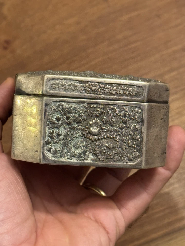 Boîte en Argent Massif Oriental Turquie Perse Syrie Poinçon d'importation Cygne - Photo 3/4