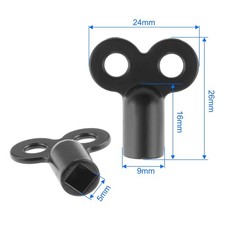 2PCS Exhaust Valve Key Zinc Alloy 25 26mm For Standard Heating Valves Black