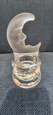 PARTYLITE CRESCENT MOON FROSTED GLASS TEALIGHT HOLDER RETIRED P0346