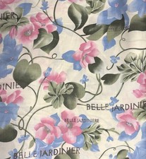 Pink Blue Ivory Large Floral sewing fabric Rayon Blend 4.5 yd x 45" New
