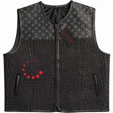 Men  s Black Leather Vest Luxury Designer Style Biker Waistcoat Handmade Vest