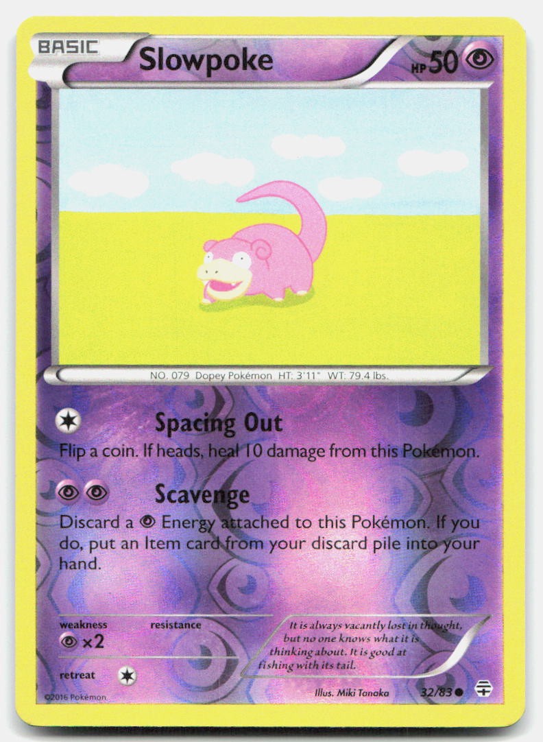 Generations Slowpoke 32/83 NM Pokemon Reverse Holo Common Tcg Card