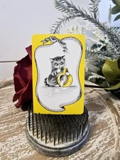 Vintage Kitten Playing Card, Cat With Milk, Yellow Swap Card, Trade Card