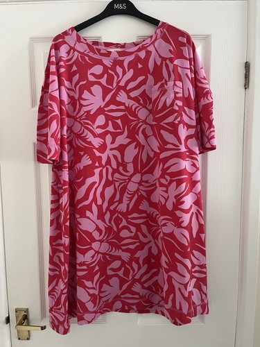 Marks & Spencer Red/Pink Short Sleeve Cotton Nightie Size XL