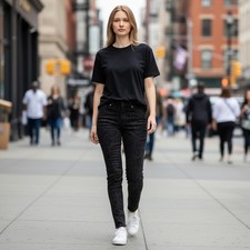 H&M Womens Coupe Moulante Pants Black Leopard Print Skinny High Rise Ankle 29/30