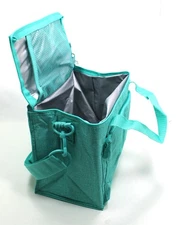 Thirty-One Around the Clock Thermal Lunch Tote Turquoise Crosshatch New in Bag