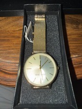 NINE WEST PC21J7 Gold Toned Women's Wrist Watch Mesh Strap