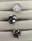 Lot of 3 Sterling Silver Vintage Rings Raised Freeform Designs 1937 Dime