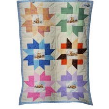 Handmade Teddy Bear Patchwork Baby Quilt 32x42 Inches By Project Linus Multicolo