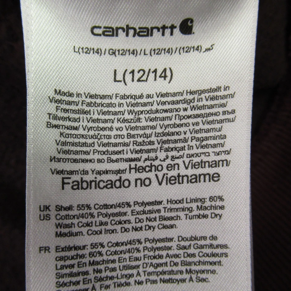 Chaqueta Carhartt Niñas 12-14 Grande Manga Larga Bolsillos Ligera Con Capucha Foto 4 de 4