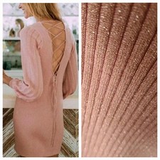 Spell & The Gypsy Margot Knit Rose Pink Sparkly Womens Mini Dress S 👇check