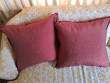 Lot Of 2 Ralph Lauren Home Silk Throw Pillows Red 18x18" Feather Large W Insert