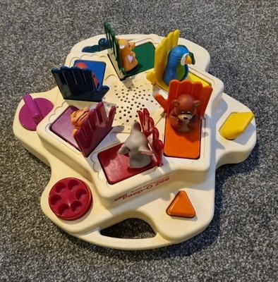 Vintage Texas Instruments sprechender Peep-O Zoo Tier Pop-up-Spielzeug interaktiv funktioniert