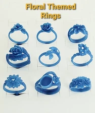 9 Flower/Leaf/Twig Rings. Wax Jewelry Patterns For Lost Wax Casting 25-120