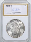 1878-S $1 Morgan Silver Dollar in Choice BU+ Condition in PCI Holder 214284-007