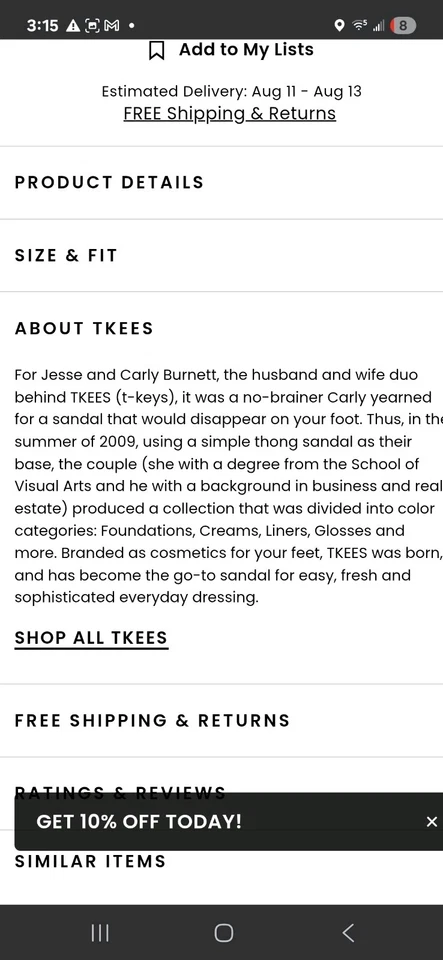 TKEES Mujer Cuero Gemma En Crema Minimalista Talla 10 Foto 3 de 4