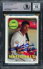 Juan Soto Signed 2018 Topps Heritage RC 502 Mets Auto 10 (Off Center) Beckett