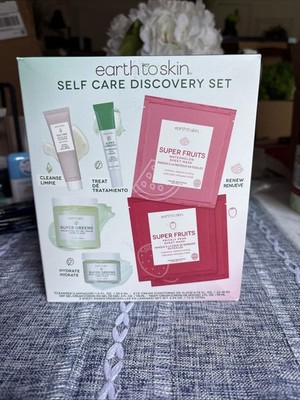 Earth To Skin - Self Care Discovery Set Cleanser, Eye, Night & Gel Cream,3 Masks