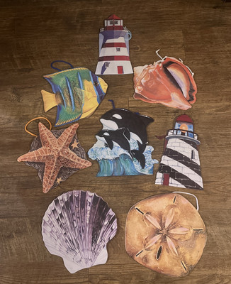 Nautical Themed Unique GIFT bags LOT OF 8 BAGS Sandollar Shells Dolphins More
