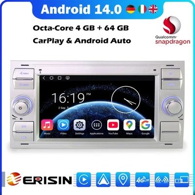 64GB Android 14 Autoradio GPS Navi Ford Focus S/C-Max Galaxy Kuga Fiesta Transit - Bild 1 von 4