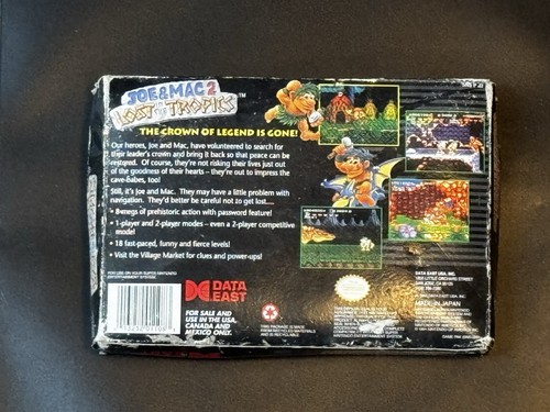 snes Joe & Mac 2 Lost In Tropics, Box and white insert only - Picture 3 of 9