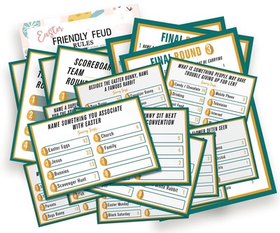 Easter Family Feud Quiz Game, Easter Party Decorations, Easter Party Games, E...