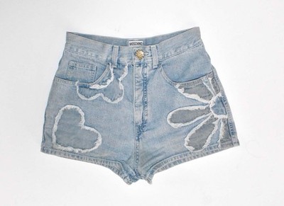 MOSCHINO shorts with hearts 42 IT US 8 größe 36 Denim Vintage 90s