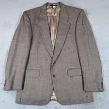 Vintage Burberry Blazer Mens 42L Brown Black Houndstooth Two Button Made in USA