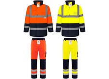Hi Vis Tracksuit Set Waterproof Parka Jacket & Cargo Trousers Thermal Workwear