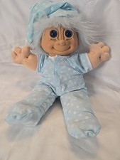 Russ Berrie  Co. Vintage Troll Kids Blue Pajama Doll 12 In