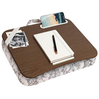 Designer Lap Desk with Phone Holder and Device Ledge - Hummingbird Toile - Fi...