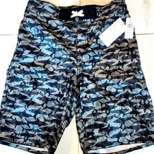 Old Navy NWT Boys' Shark Swimsuit Bathing Suit Shorts Black Blue Size XL 14-16